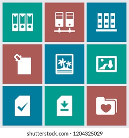 Folder icon. collection of 9 folder filled icons such as binder, picture, download document, file. editable folder icons for web and mobile.