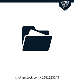 Folder icon collection in glyph style, solid color vector