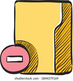 Folder icon in color drawing. Computer office files binder remove delete