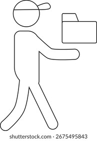 folder icon and courier icon with white background.with black lines
