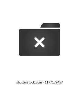 Folder Icon with delete or cross icon in trendy flat style isolated on white background, for your web site design, app, logo, UI. Vector illustration,