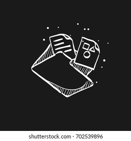Folder icon in doodle sketch lines. Computer office files binder add