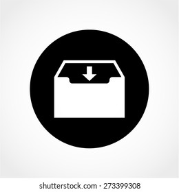 Folder icon with download sign inside Isolated on White Background