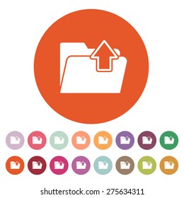The folder icon. Download symbol. Flat Vector illustration. Button Set