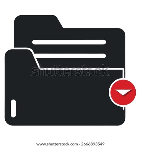 Folder icon with download symbol, isolated on white background