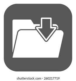 The folder icon. File download symbol. Flat Vector illustration. Button