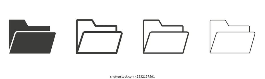 Folder icon in fill and three stroke sizes