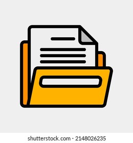 Folder icon in filled line style, use for website mobile app presentation