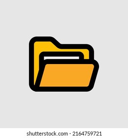 Ordnersymbol im vollen Zeilenstil über wesentliche Elemente, Verwendung für die mobile App-Präsentation auf der Website
