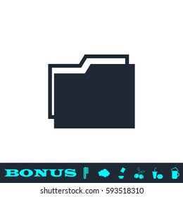 Folder icon flat. Black pictogram on white background. Vector illustration symbol and bonus button
