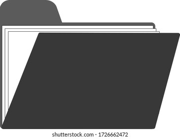 Folder icon. Flat design, black and white vector