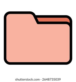 Ícone de pasta ilustração em estilo de linha plana representando a organização de arquivos e o armazenamento de documentos, adequado para sistemas de escritório, interfaces digitais e aplicativos de produtividade