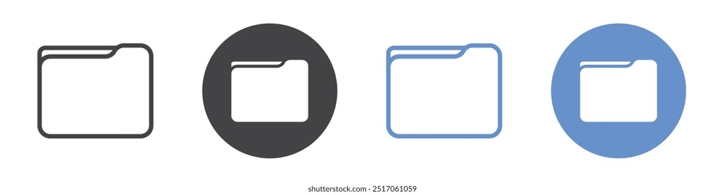 Folder icon flat line symbol set.