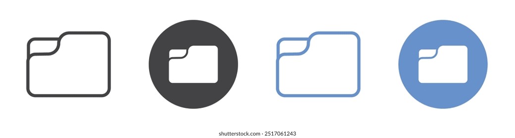 Conjunto de símbolos de línea plana de icono de carpeta.