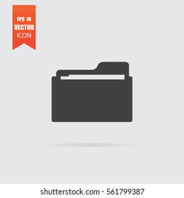 Folder icon in flat style isolated on grey background. For your design, logo. Vector illustration.