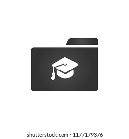 Folder Icon with graduation cap in trendy flat style isolated on white background, for your web site design, app, logo, UI. Vector illustration,