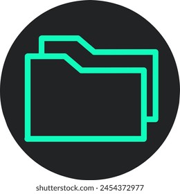 Folder icon.  Green outline icon on black background