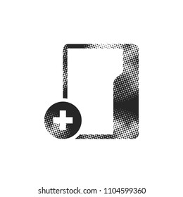 Folder icon in halftone style. Black and white monochrome vector illustration.