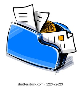 Folder icon. Hand drawing cartoon sketch vector illustration