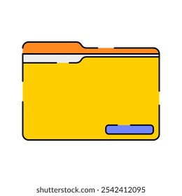 Ilustración de icono de carpeta con paleta de colores brillantes en estilo de diseño plano para el diseño de temas de negocios y oficina.