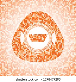 folder icon inside abstract orange mosaic emblem with background