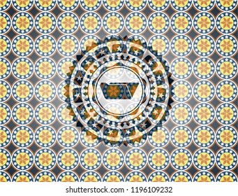 folder icon inside arabesque emblem background. arabic decoration.
