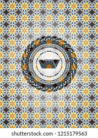 folder icon inside arabic badge. Arabesque decoration.