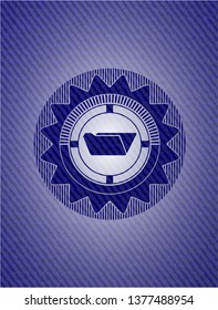 folder icon inside badge with denim background
