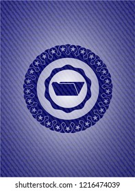 folder icon inside badge with jean texture