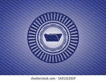 folder icon inside badge with jean texture
