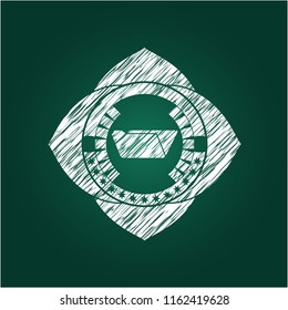 folder icon inside chalkboard emblem