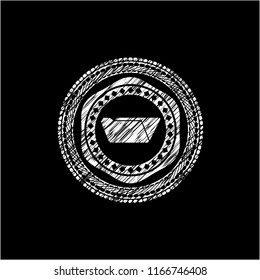 folder icon inside chalkboard emblem written on a blackboard