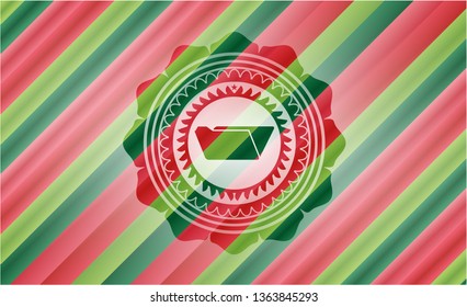 folder icon inside christmas colors style emblem.