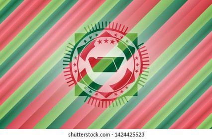 folder icon inside christmas colors badge.