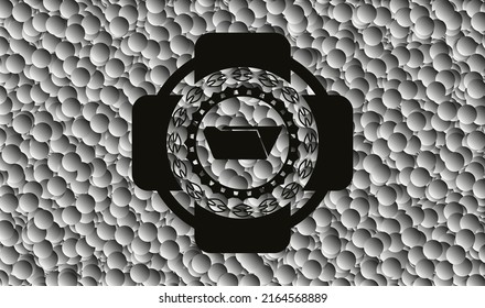 folder icon inside dark emblem with grey bubbles background. Retro. Vector Illustration. Detailed. 