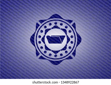 folder icon inside emblem with jean texture