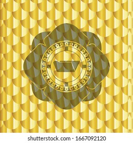 folder icon inside gold emblem or badge. Scales pattern. Vector Illustration. Detailed.