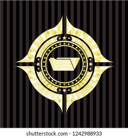 folder icon inside golden badge or emblem