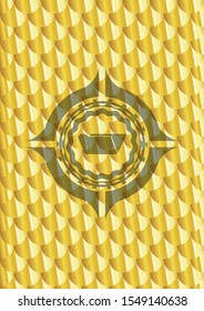 folder icon inside golden badge. Scales pattern. Vector Illustration. Detailed.