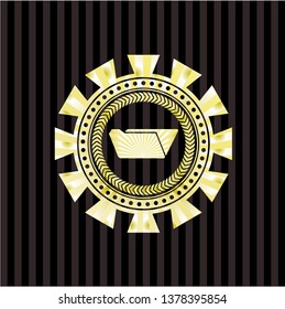 folder icon inside golden emblem