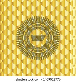 folder icon inside golden emblem. Scales pattern. Vector Illustration. Detailed.