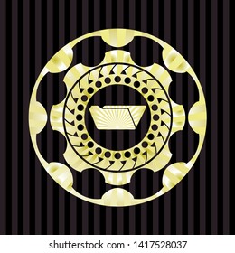 folder icon inside golden emblem