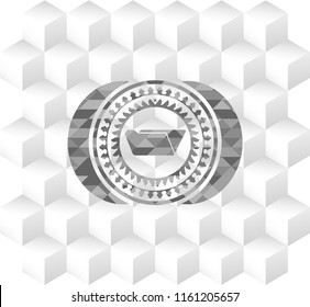 folder icon inside grey icon or emblem with geometric cube white background