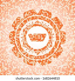 folder icon inside orange mosaic emblem with background