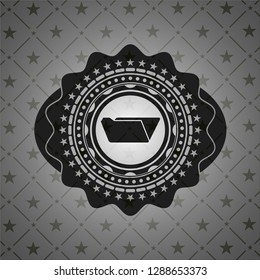 folder icon inside realistic black emblem