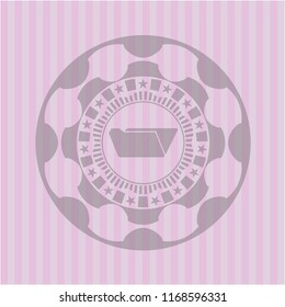 folder icon inside realistic pink emblem