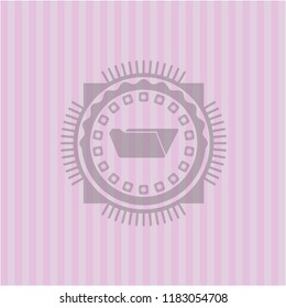folder icon inside realistic pink emblem