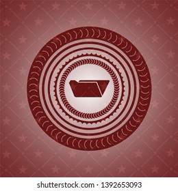 folder icon inside realistic red emblem