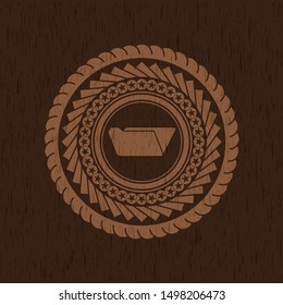 folder icon inside realistic wooden emblem