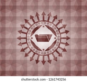 folder icon inside red geometric pattern emblem. Seamless.